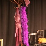 Accessoires, Hut, Boa und BH am Kleiderständer